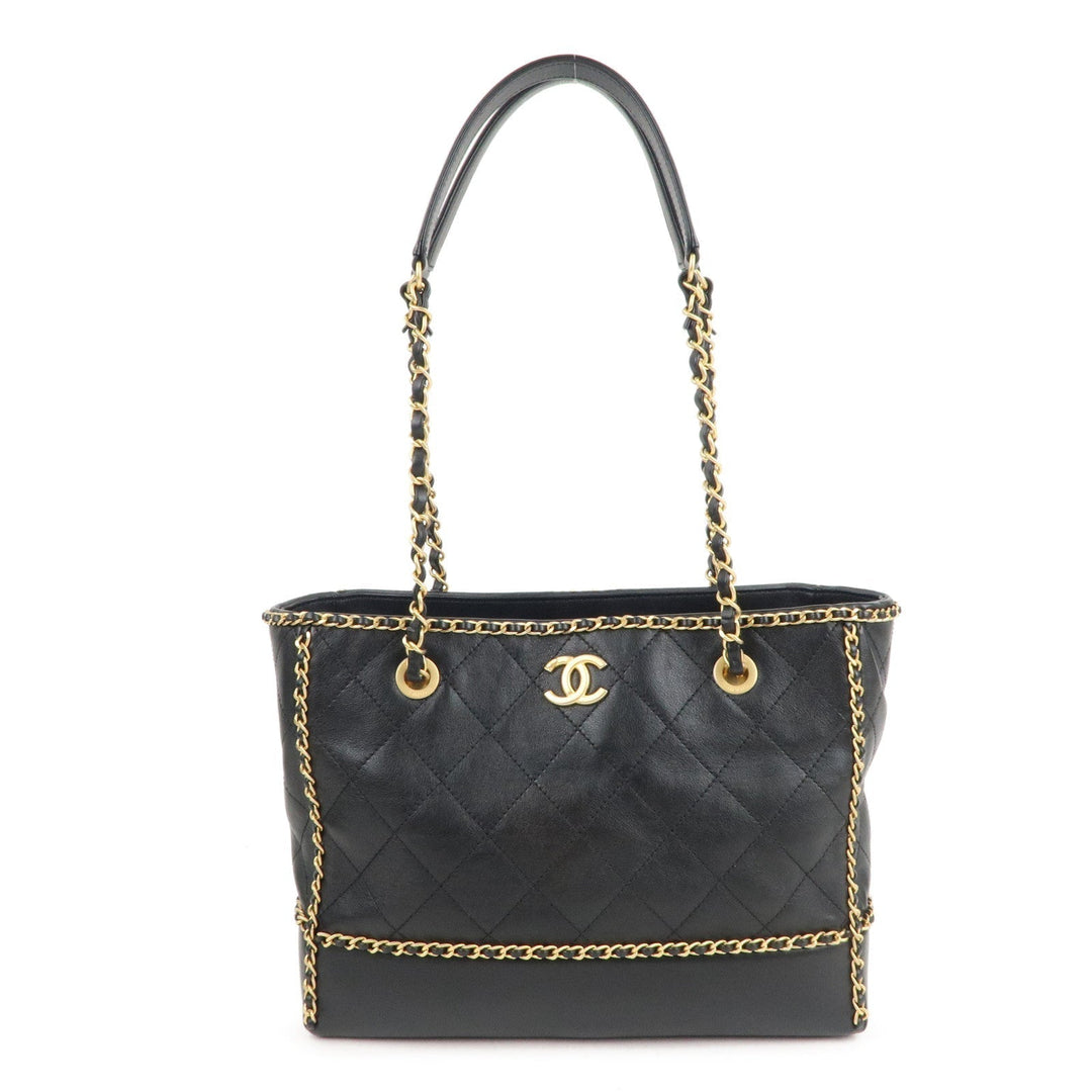 Top Quality Chanel Matelasse Lamb Skin Chain Around Tote Bag Black AS2739