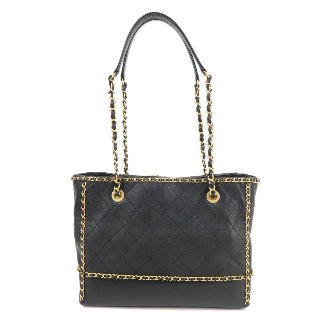 Top Quality Chanel Matelasse Lamb Skin Chain Around Tote Bag Black AS2739