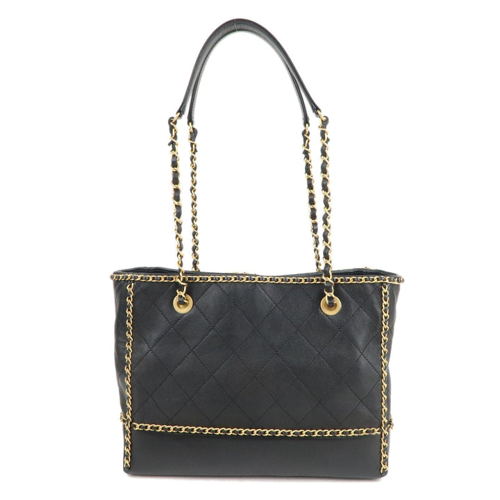 Top Quality Chanel Matelasse Lamb Skin Chain Around Tote Bag Black AS2739