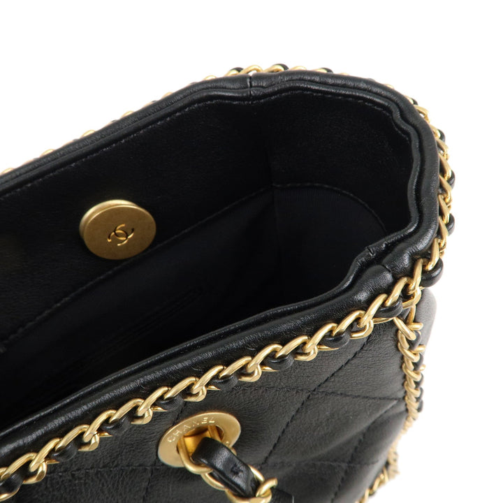 Top Quality Chanel Matelasse Lamb Skin Chain Around Tote Bag Black AS2739