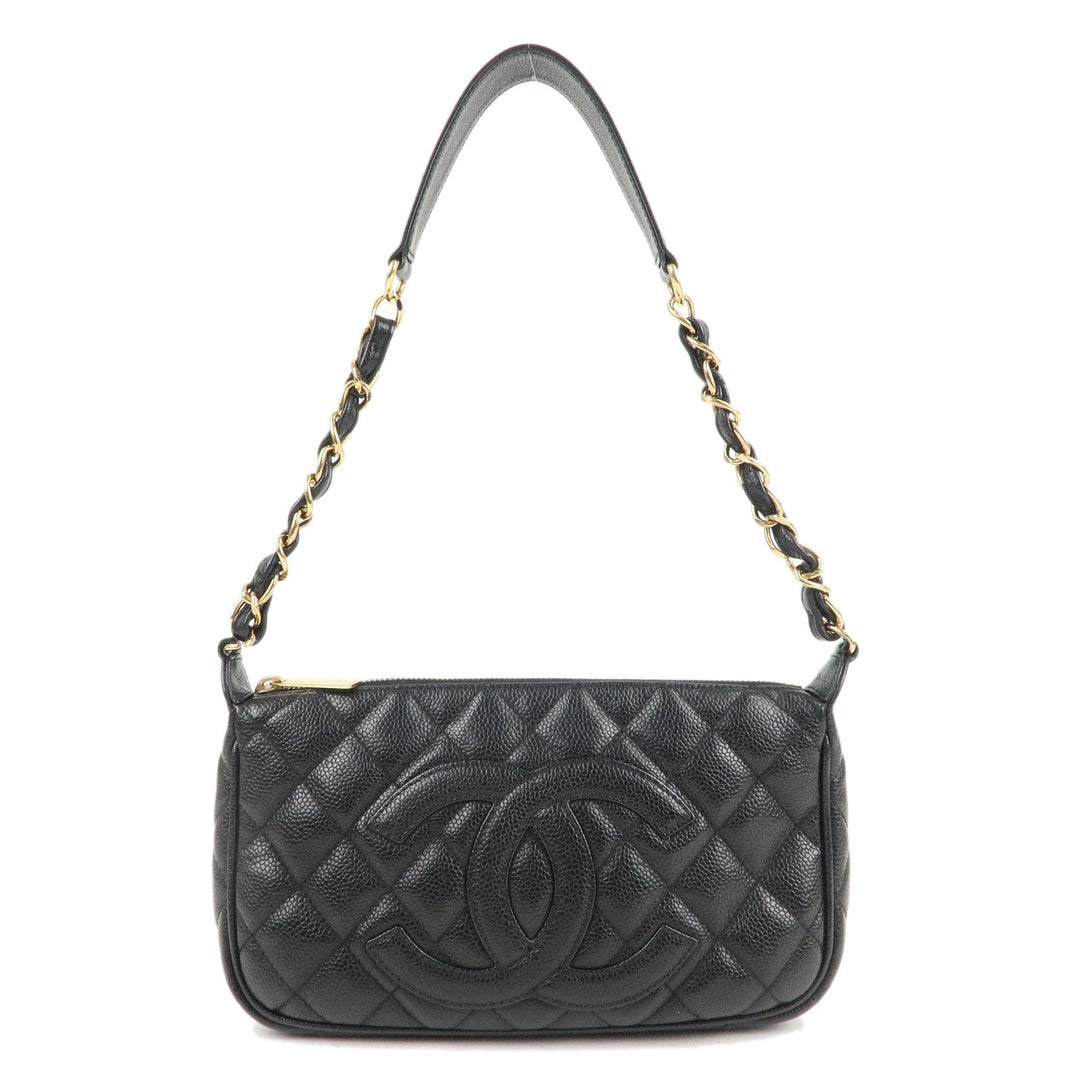 Top Quality Chanel Matelasse Caviar Skin Chain Shoulder Bag Black A22476