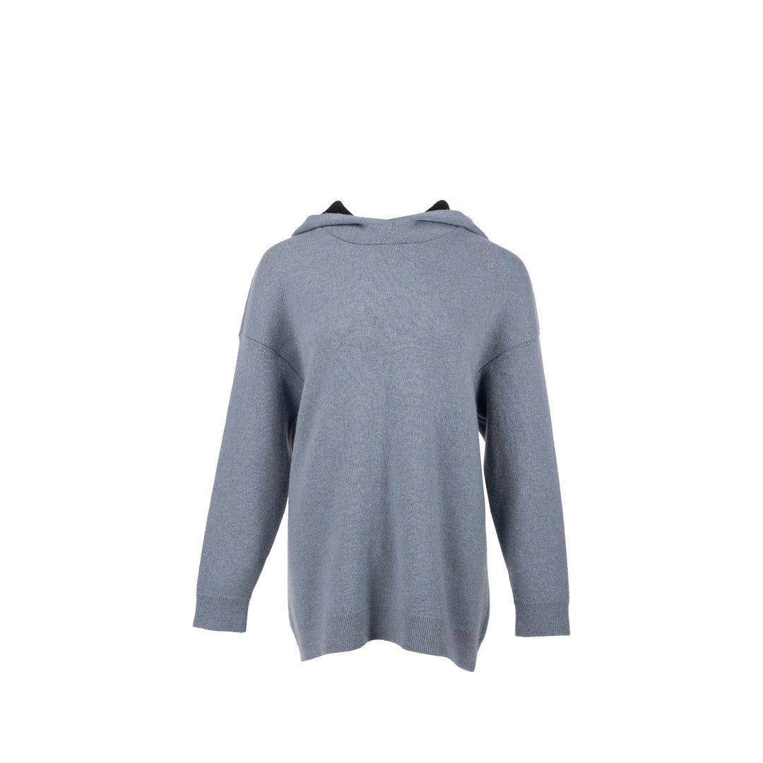Top quality Dior Size 36 J'aTop quality Dior 8' Hooded Sweater with Rear Signature Cashmere Blue Grey/Black