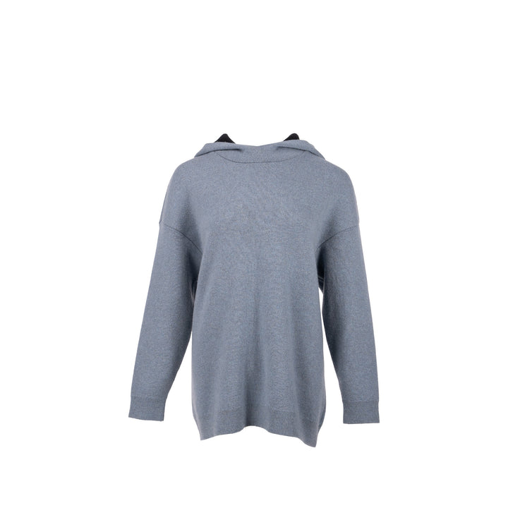 Top quality Dior Size 36 J'aTop quality Dior 8' Hooded Sweater with Rear Signature Cashmere Blue Grey/Black