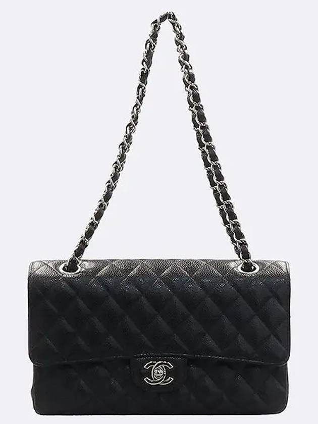 A01112 Caviar Classic Medium M Size Flap Chain Shoulder Bag Chanel