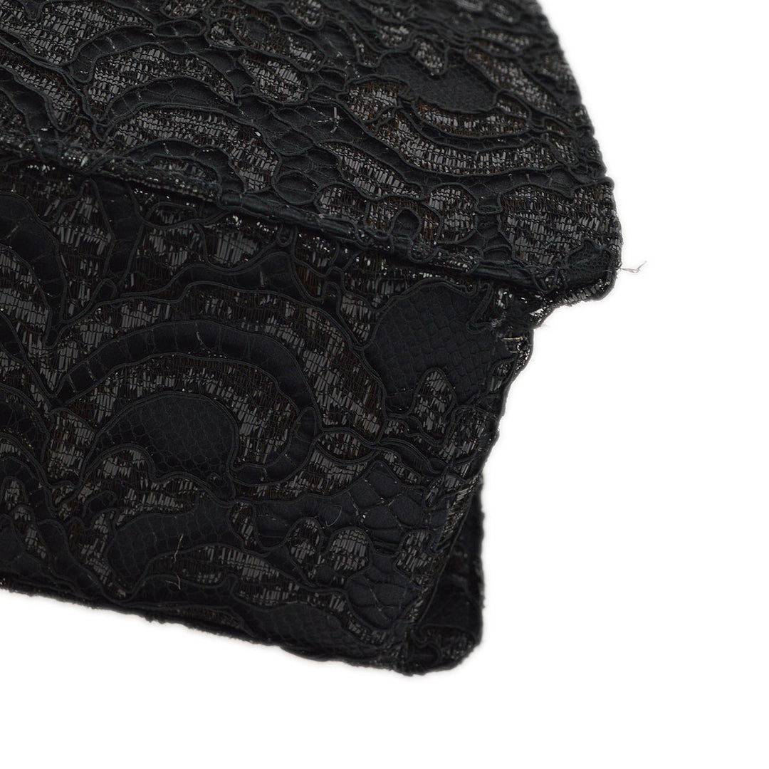 Top Quality Chanel Black Satin Lace Double Sided Turn lock Handbag