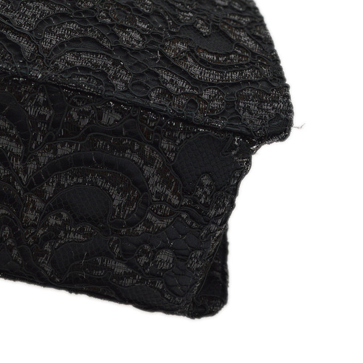 Top Quality Chanel Black Satin Lace Double Sided Turn lock Handbag