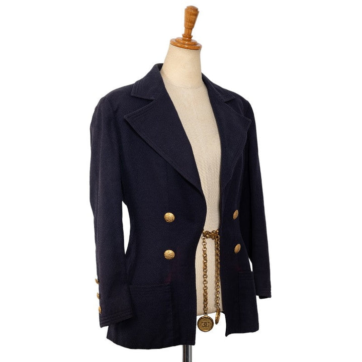Top Quality Chanel Cocomark Double-Button Terrard Jacket Navi Cotton Lady Chanel