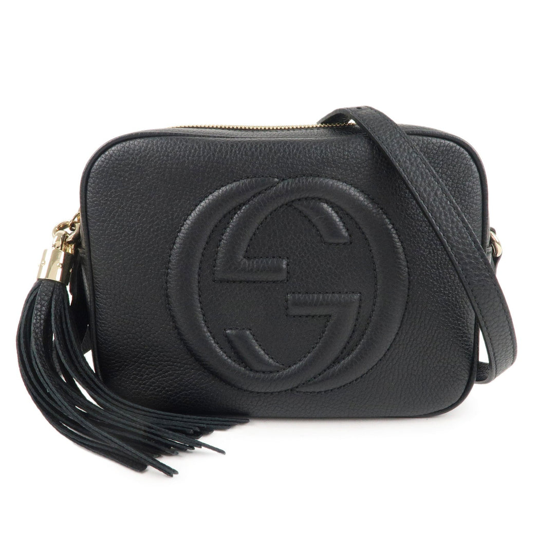 GUCCI SOHO Small Disco Leather Shoulder Bag Black 308364
