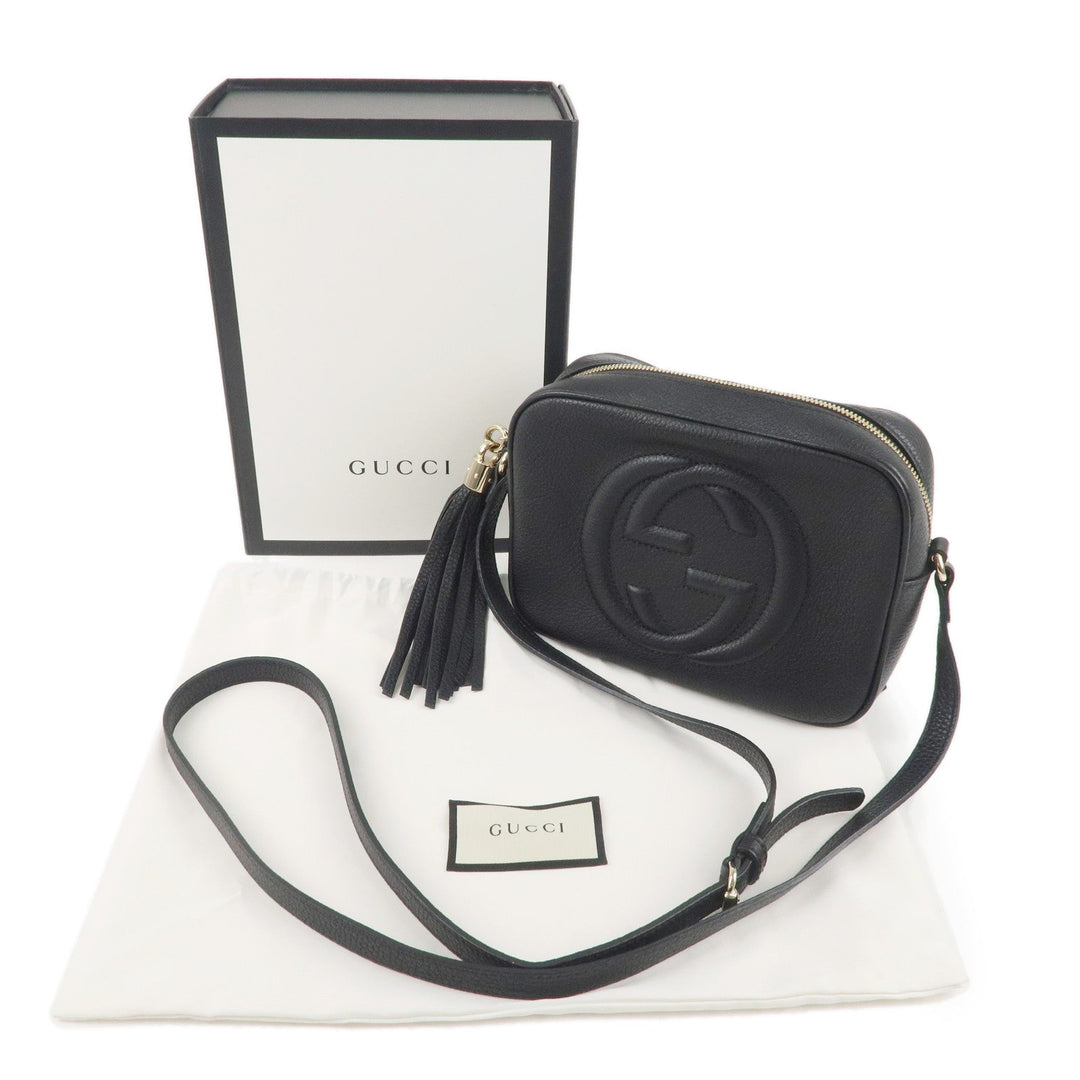 GUCCI SOHO Small Disco Leather Shoulder Bag Black 308364