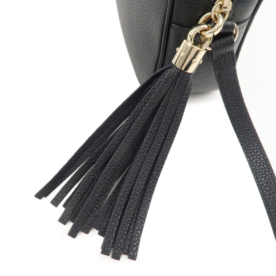 GUCCI SOHO Small Disco Leather Shoulder Bag Black 308364