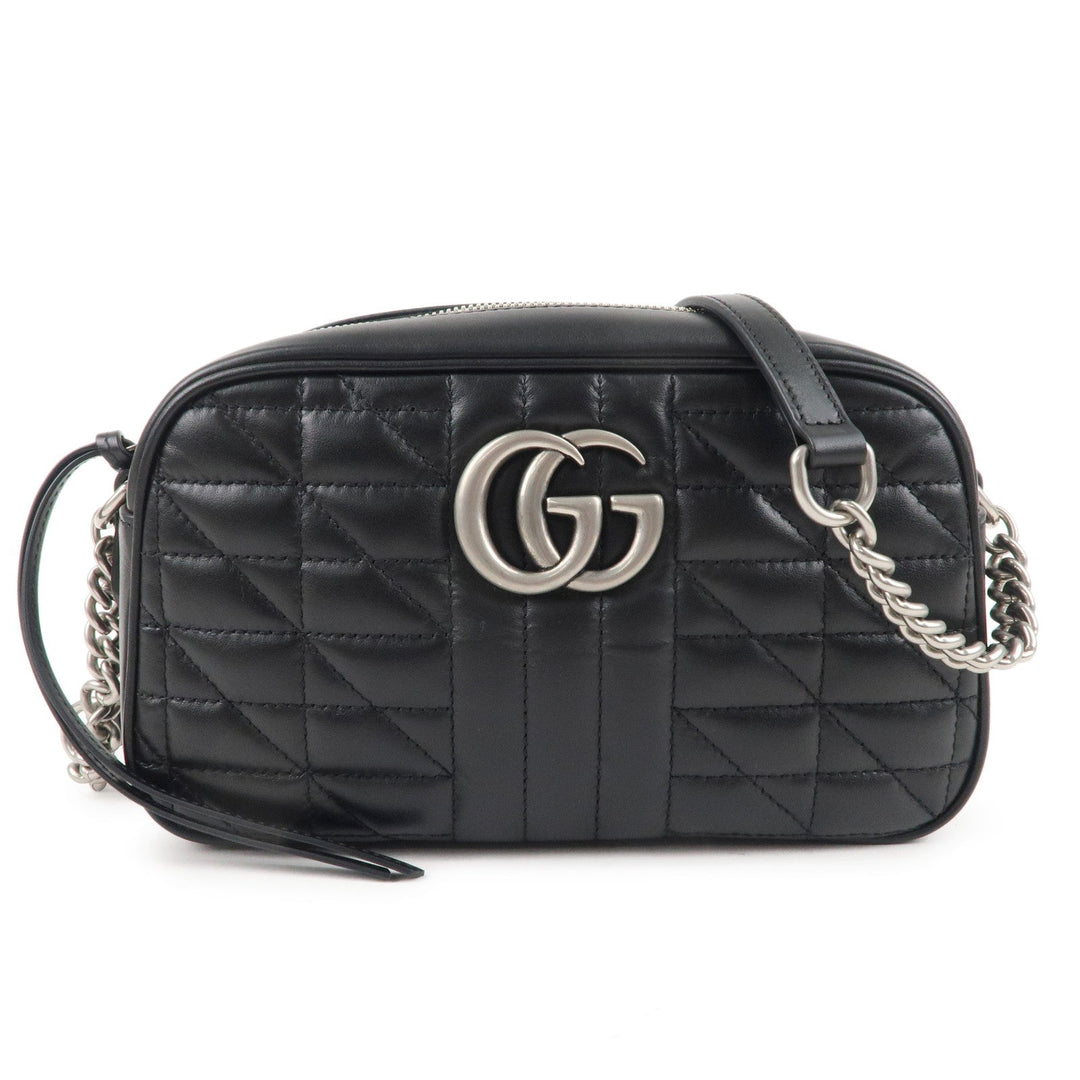 GUCCI GG Marmont Leather Chain Shoulder Bag Crossbody Black 447632