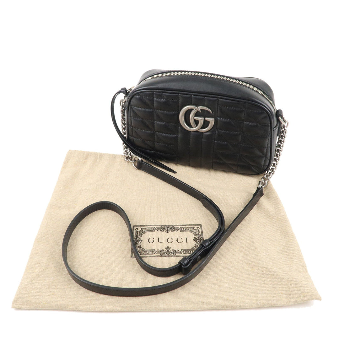 GUCCI GG Marmont Leather Chain Shoulder Bag Crossbody Black 447632