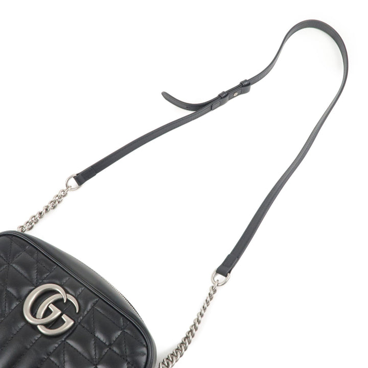 GUCCI GG Marmont Leather Chain Shoulder Bag Crossbody Black 447632