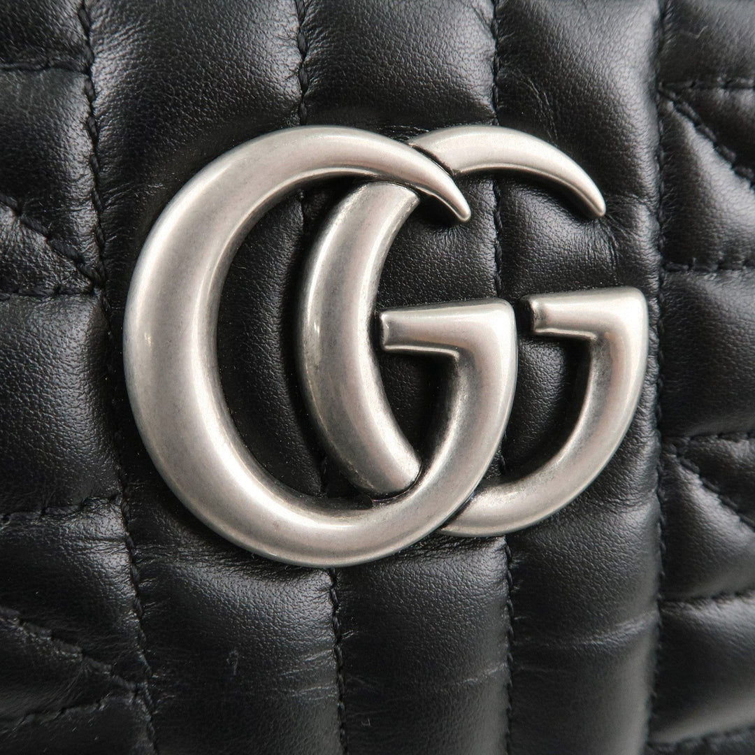 GUCCI GG Marmont Leather Chain Shoulder Bag Crossbody Black 447632