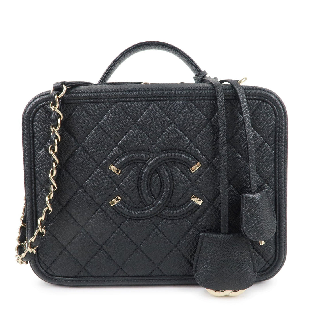 Top Quality Chanel CC Filigree Matelasse Caviar Skin Shoulder Bag Black A93344