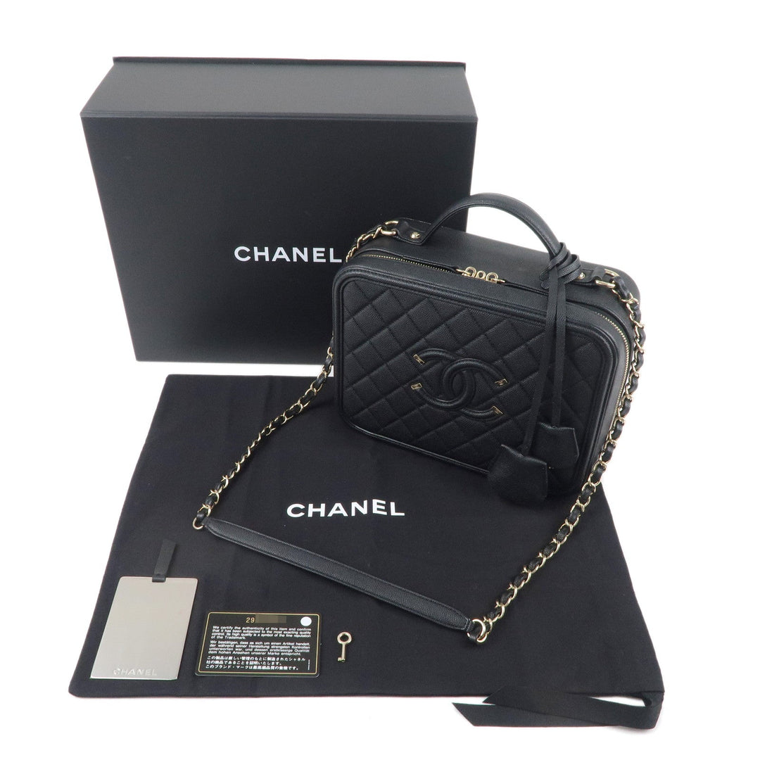 Top Quality Chanel CC Filigree Matelasse Caviar Skin Shoulder Bag Black A93344