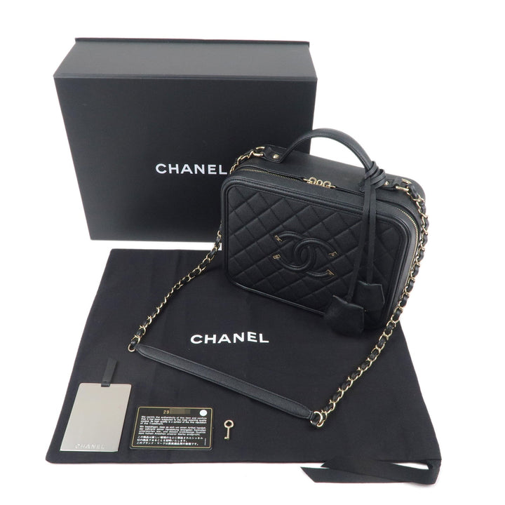 Top Quality Chanel CC Filigree Matelasse Caviar Skin Shoulder Bag Black A93344