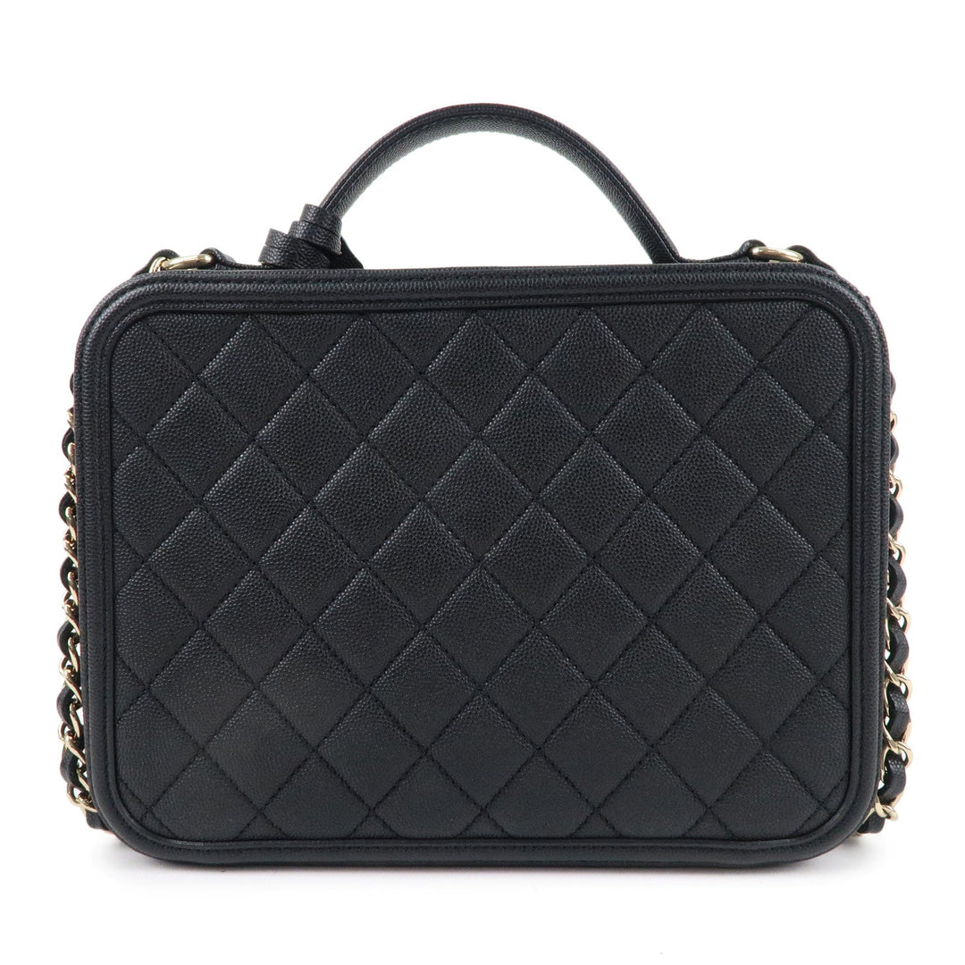 Top Quality Chanel CC Filigree Matelasse Caviar Skin Shoulder Bag Black A93344