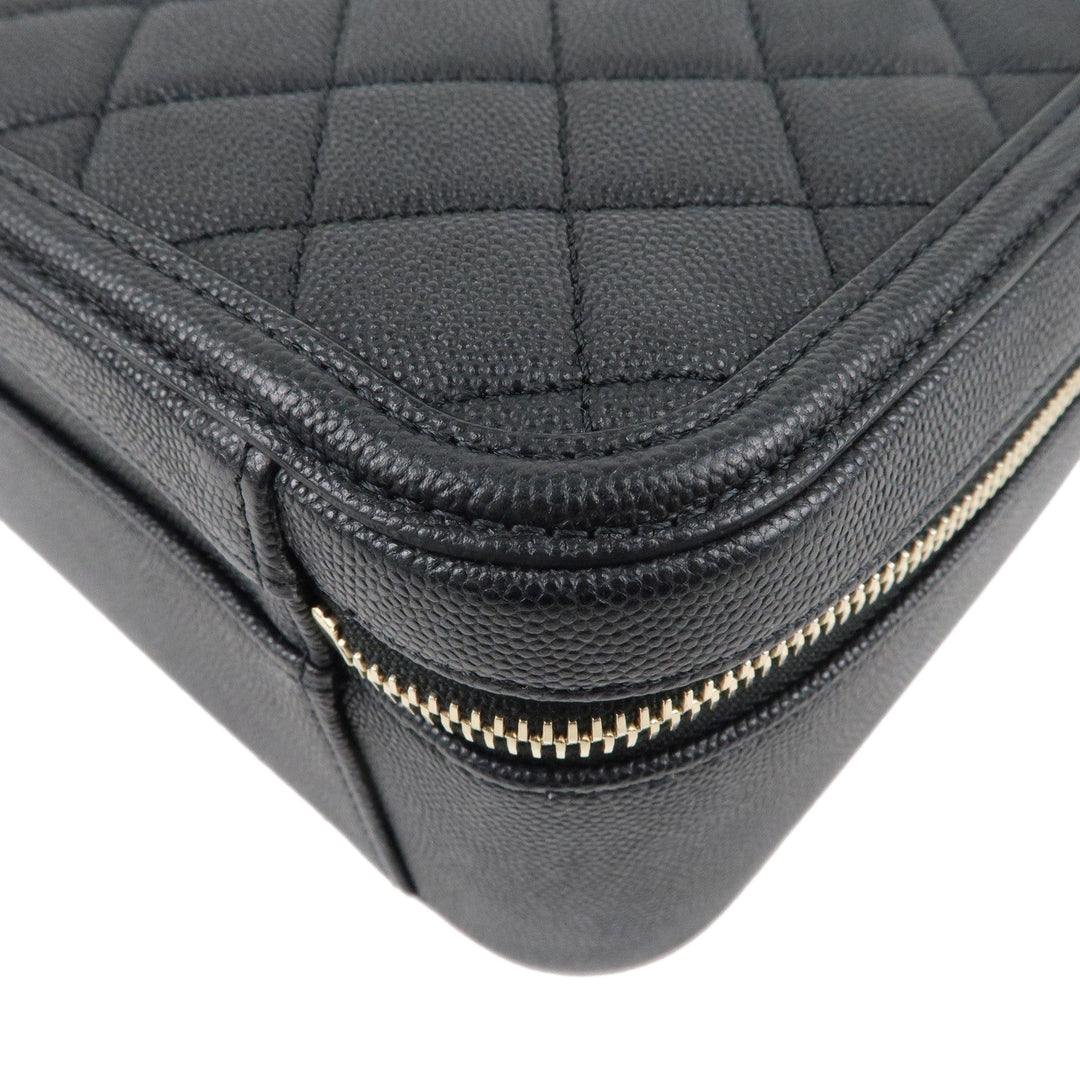 Top Quality Chanel CC Filigree Matelasse Caviar Skin Shoulder Bag Black A93344