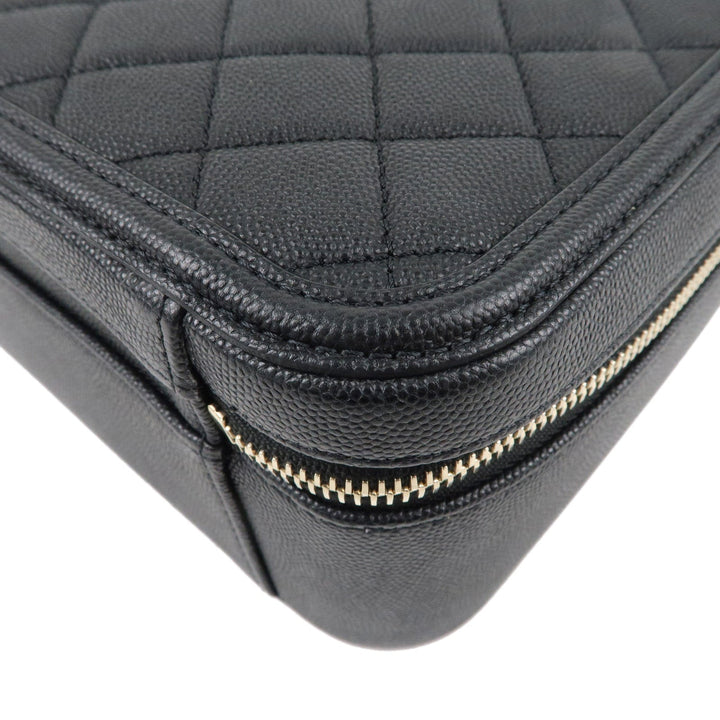 Top Quality Chanel CC Filigree Matelasse Caviar Skin Shoulder Bag Black A93344