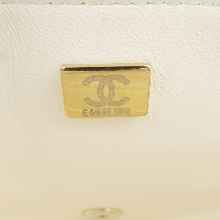 Top Quality Chanel Chocolate Bar Mini Matelasse Lamb Skin Shoulder Bag White