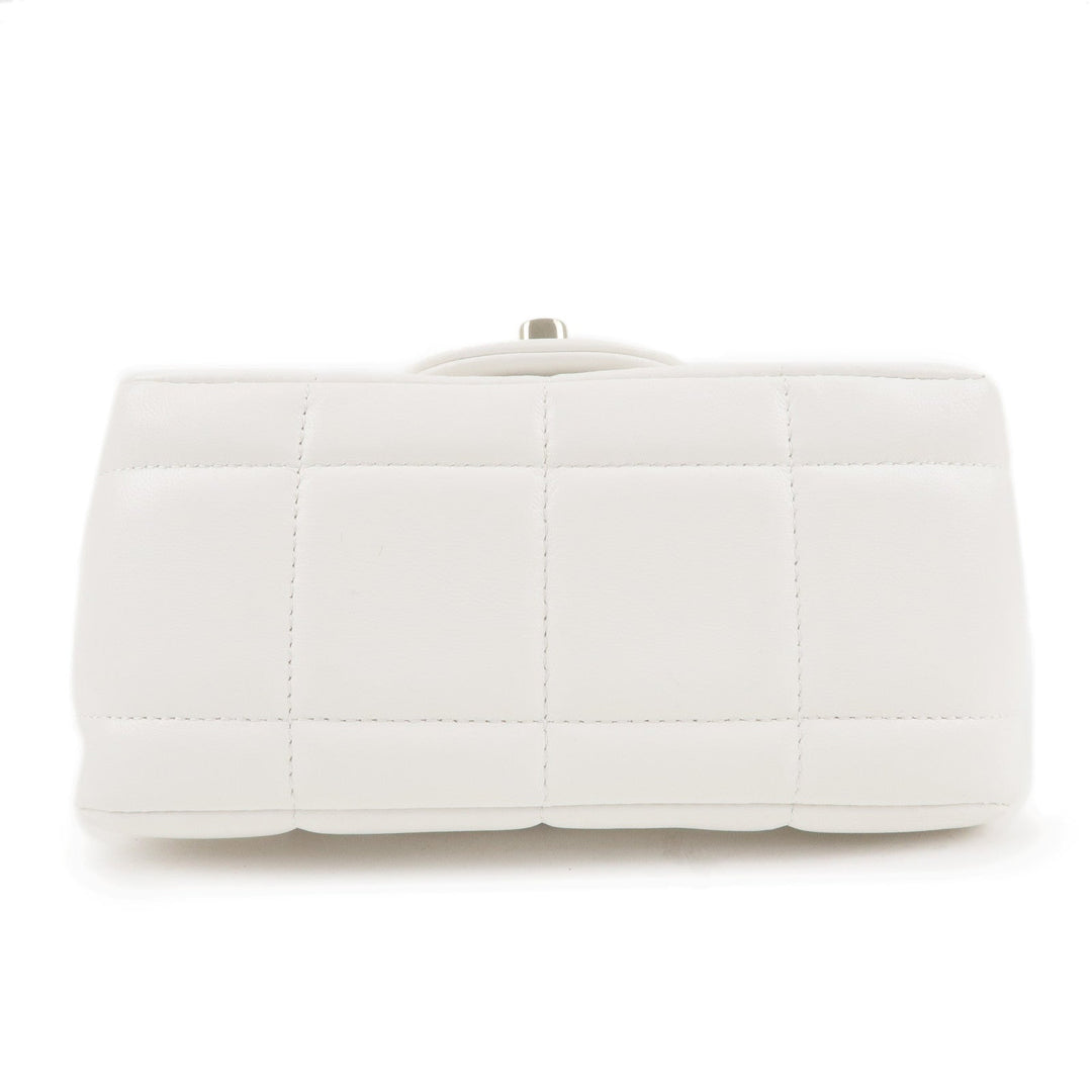 Top Quality Chanel Chocolate Bar Mini Matelasse Lamb Skin Shoulder Bag White
