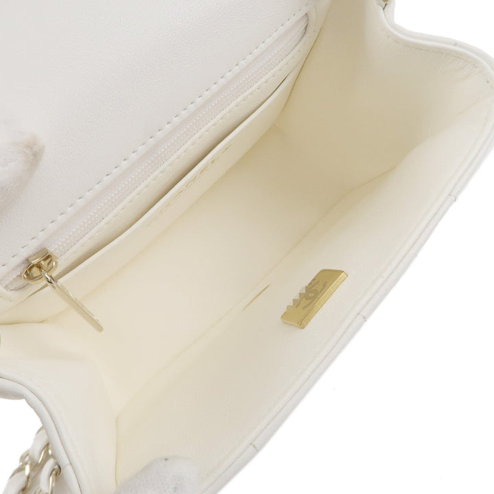 Top Quality Chanel Chocolate Bar Mini Matelasse Lamb Skin Shoulder Bag White