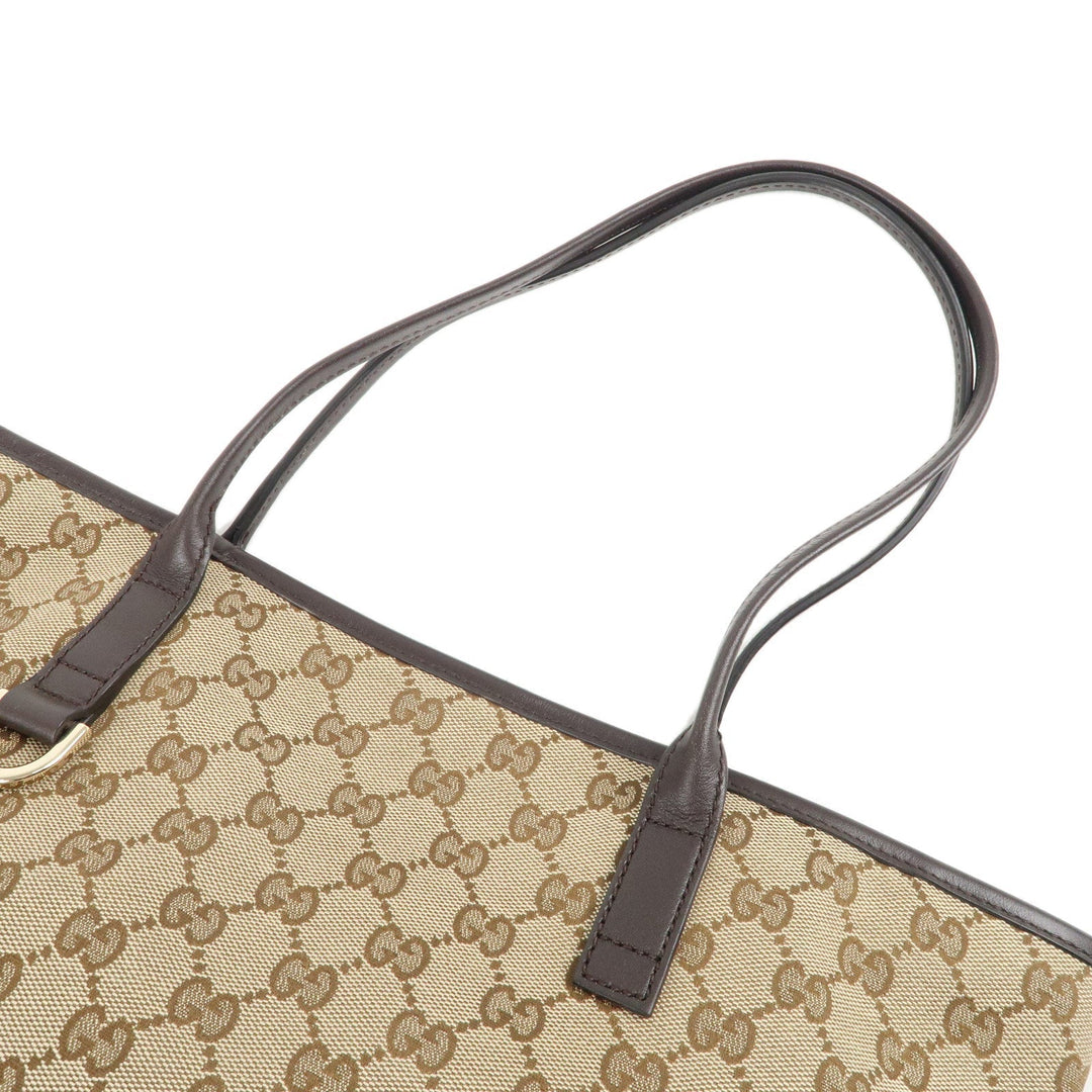 GUCCI Abbey GG Canvas Leather Tote Bag Beige Brown 169946