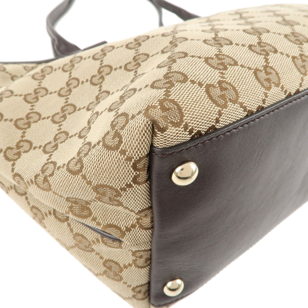 GUCCI Abbey GG Canvas Leather Tote Bag Beige Brown 169946