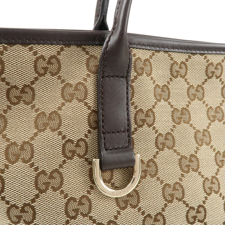 GUCCI Abbey GG Canvas Leather Tote Bag Beige Brown 169946