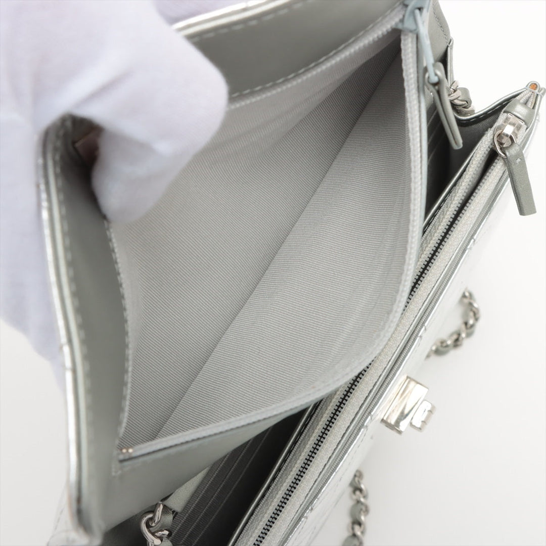 Top Quality Chanel 2.55 Leather Chain Wallet Silver Silver