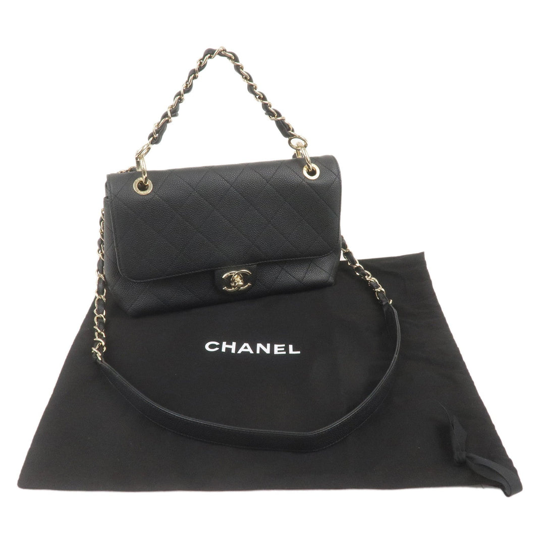Top Quality Chanel Matelasse Caviar Skin 2Way Chain Shoulder Bag Black