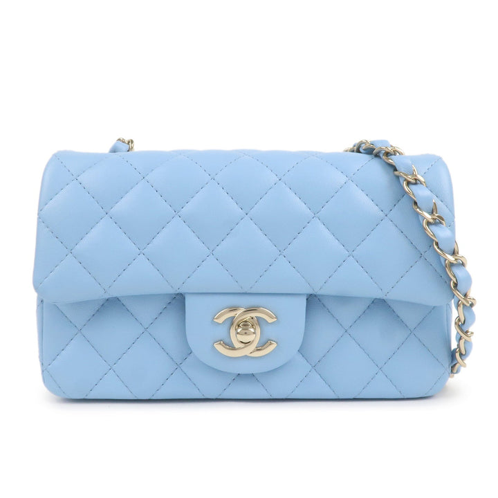 Top Quality Chanel Mini Matelasse Lamb Skin Chain Shoulder Bag Blue A69900