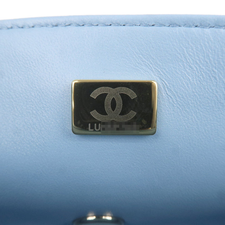Top Quality Chanel Mini Matelasse Lamb Skin Chain Shoulder Bag Blue A69900