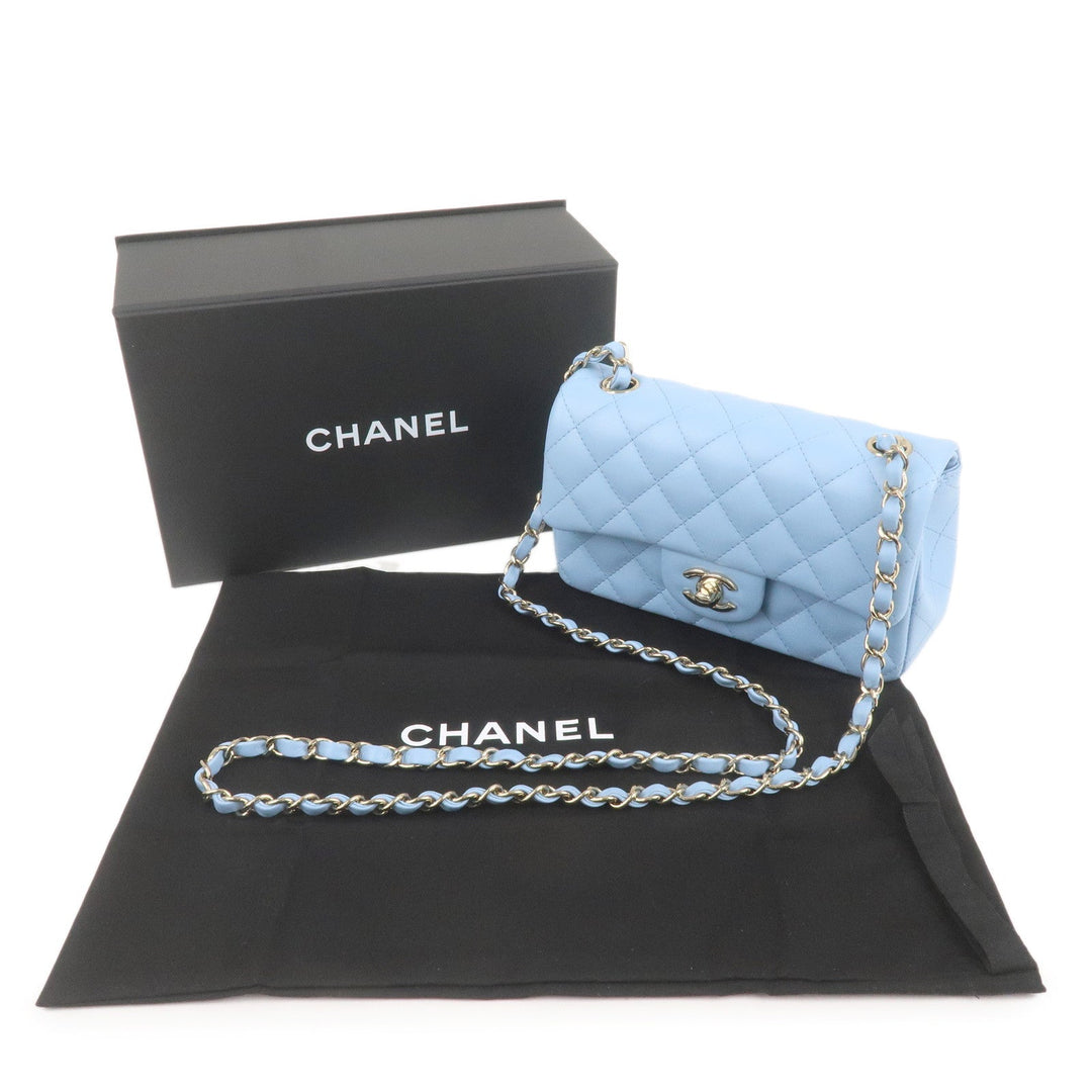 Top Quality Chanel Mini Matelasse Lamb Skin Chain Shoulder Bag Blue A69900