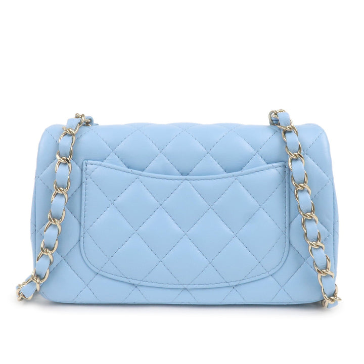 Top Quality Chanel Mini Matelasse Lamb Skin Chain Shoulder Bag Blue A69900