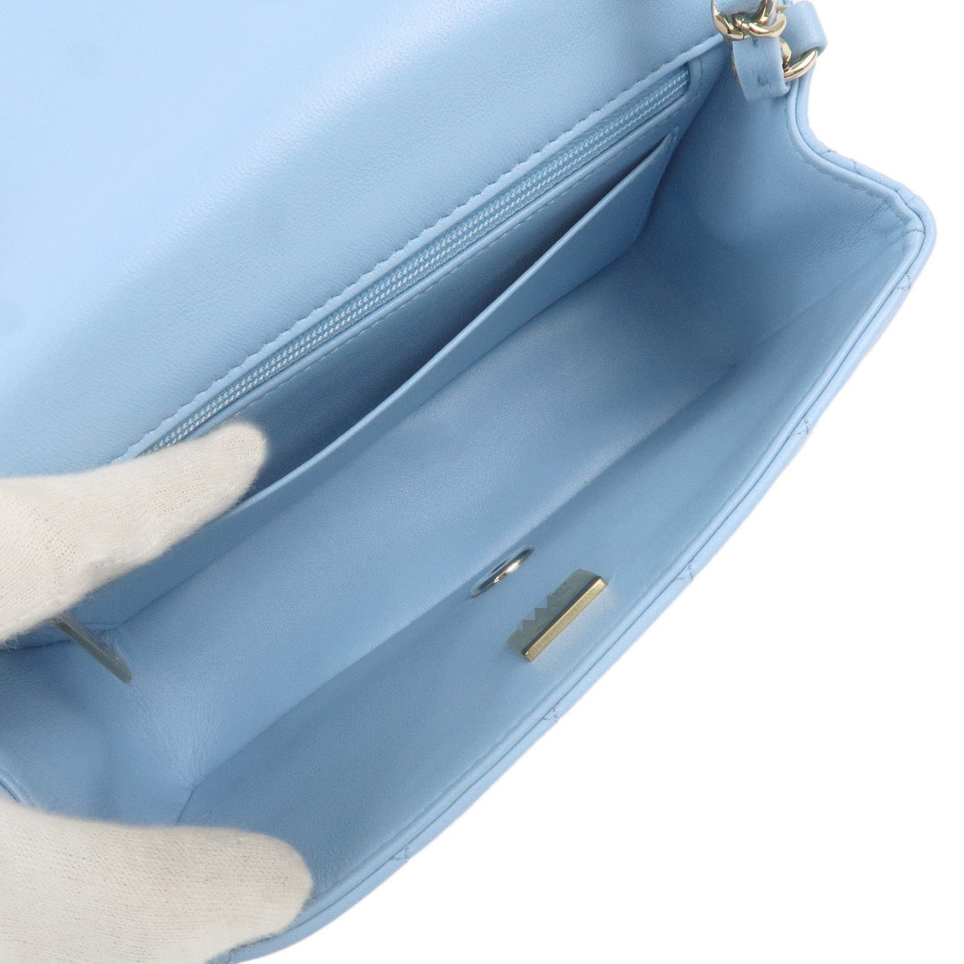 Top Quality Chanel Mini Matelasse Lamb Skin Chain Shoulder Bag Blue A69900