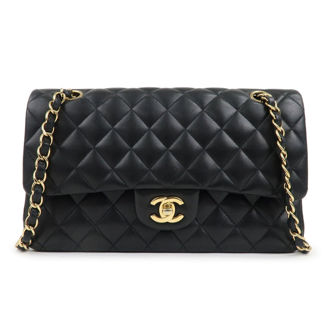 Top Quality Chanel Lamb Skin Matelasse 25 Double Flap Bag Black A01112