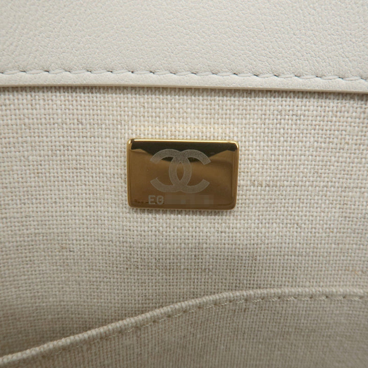 Top Quality Chanel Deauville Leather 2WAY Chain Tote Bag GM White A66941