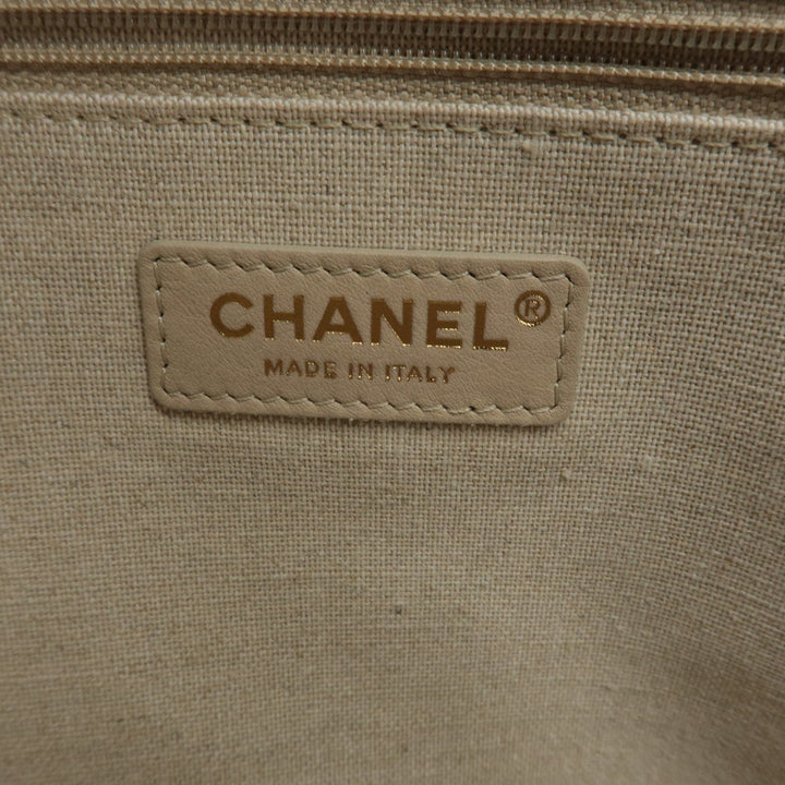 Top Quality Chanel Deauville Leather 2WAY Chain Tote Bag GM White A66941