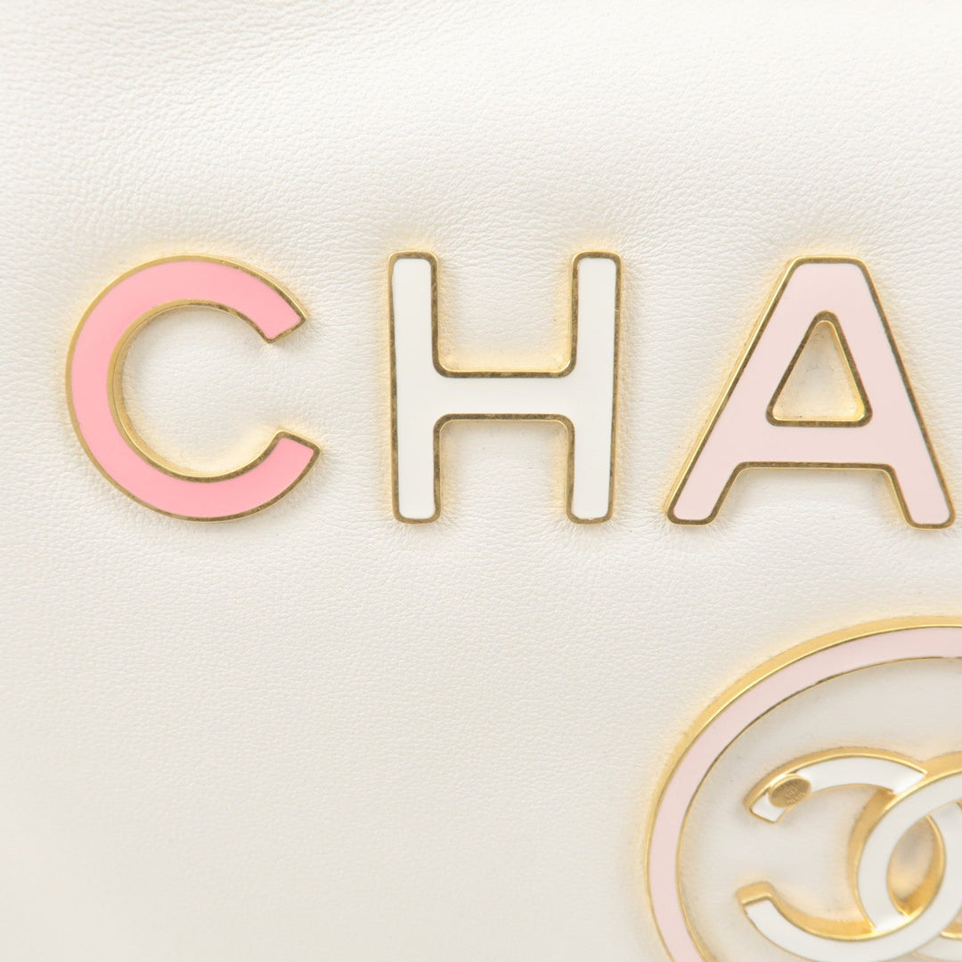 Top Quality Chanel Deauville Leather 2WAY Chain Tote Bag GM White A66941