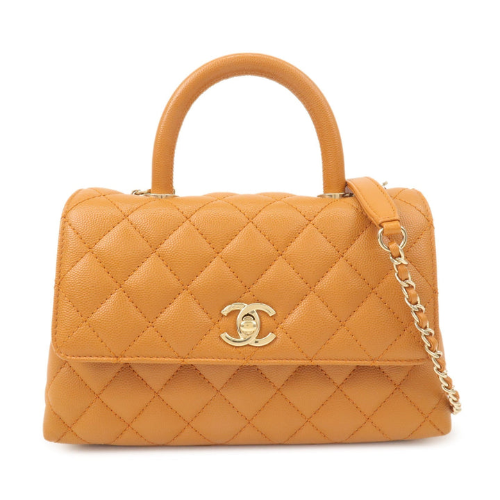 Top Quality Chanel Matelasse Caviar Skin COCO Handle 24 XS Bag Brown A92990