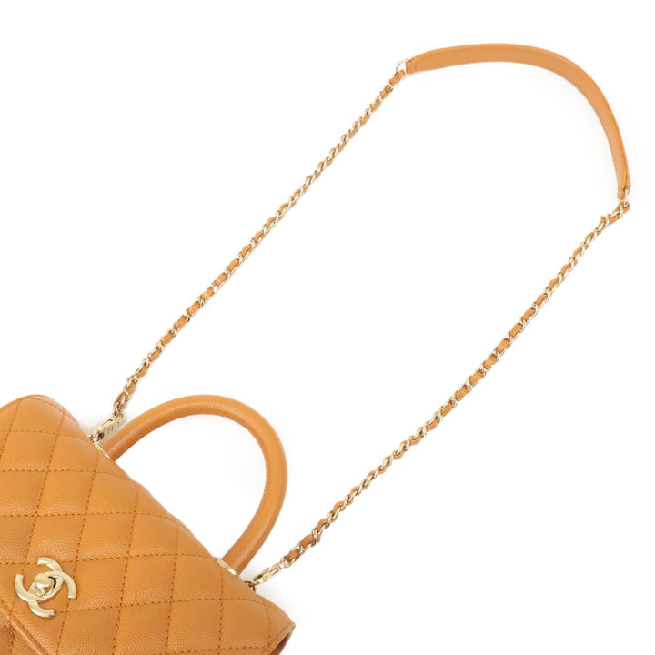 Top Quality Chanel Matelasse Caviar Skin COCO Handle 24 XS Bag Brown A92990