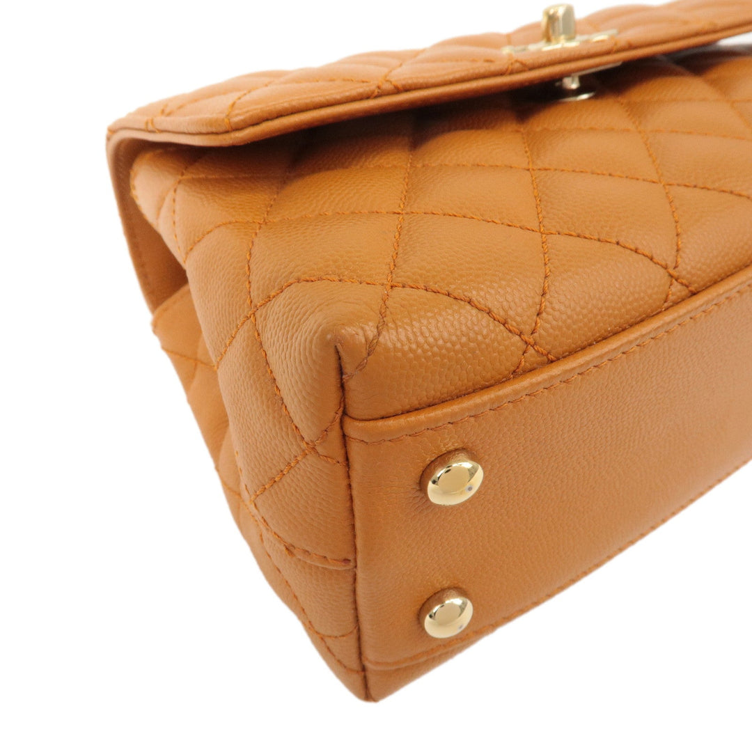 Top Quality Chanel Matelasse Caviar Skin COCO Handle 24 XS Bag Brown A92990