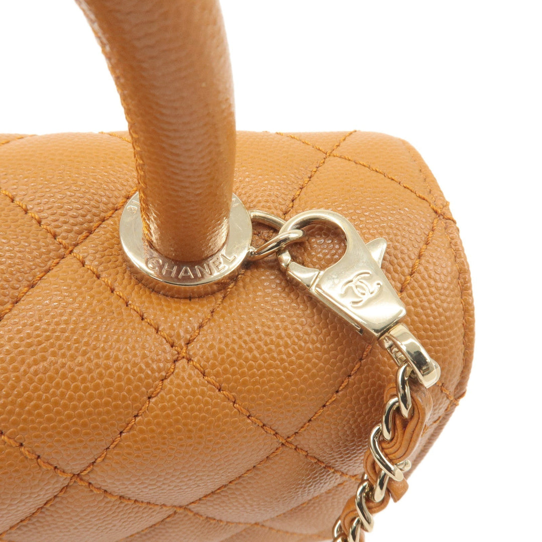 Top Quality Chanel Matelasse Caviar Skin COCO Handle 24 XS Bag Brown A92990