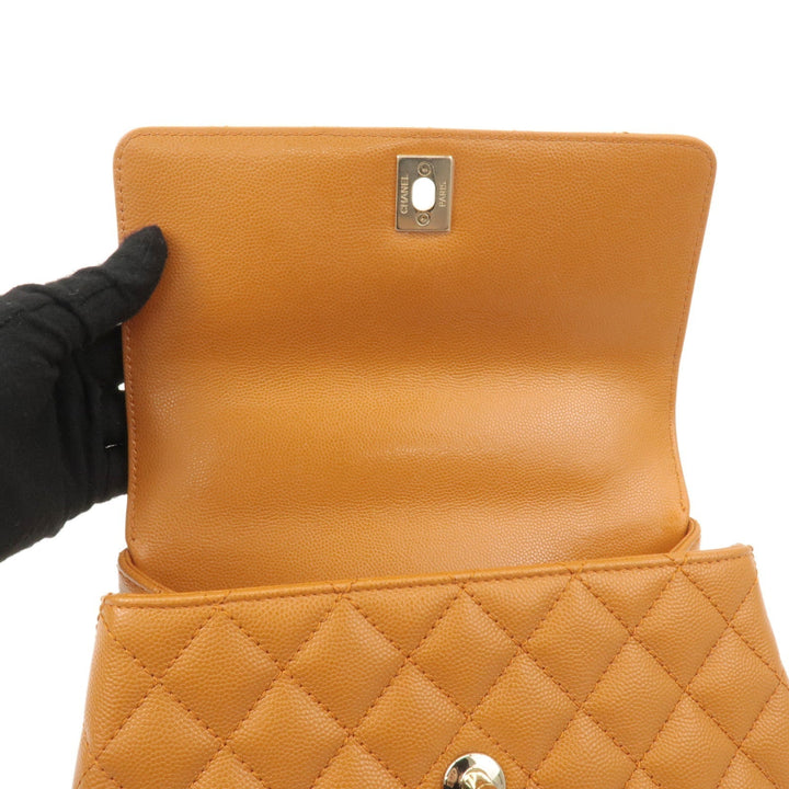 Top Quality Chanel Matelasse Caviar Skin COCO Handle 24 XS Bag Brown A92990