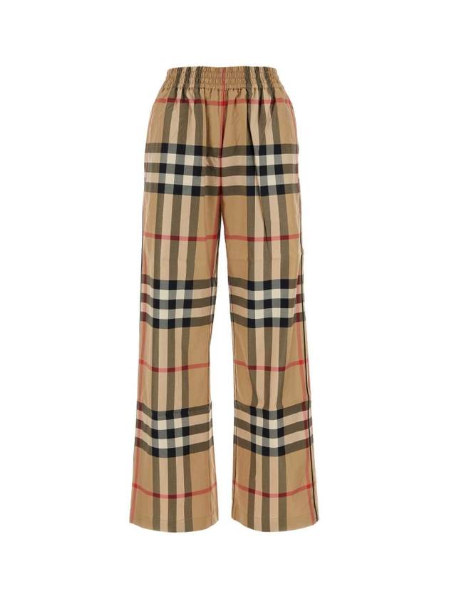 Burberry Check Cotton Straight Pants Beige