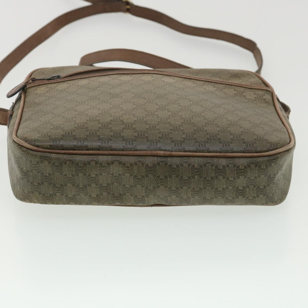 Celine Macadam Canvas Shoulder Bag PVC Leather Beige  37414