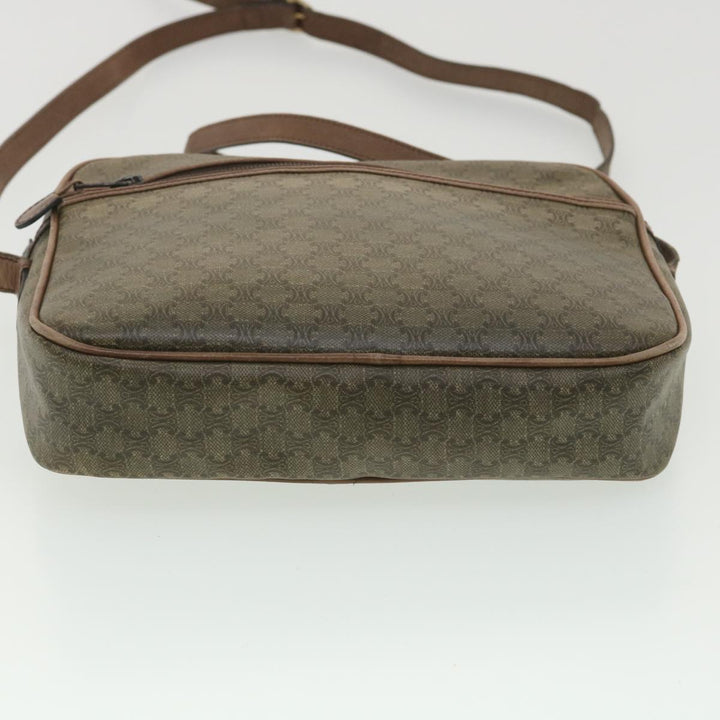 Celine Macadam Canvas Shoulder Bag PVC Leather Beige  37414