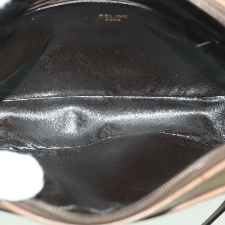 Celine Macadam Canvas Shoulder Bag PVC Leather Beige  37414
